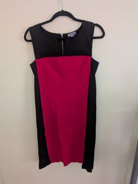 DKNY Red/Black Color Block Dress